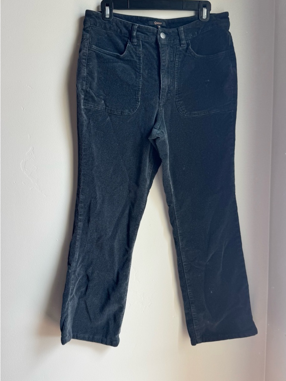 Quince Black Corduroy Pants Organic Cotton Stretch Straight Leg 10 Cottagecore